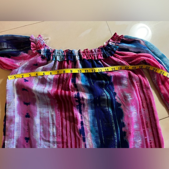 INC Womens Blouse Long Sleeve Off-The-Shoulder Tie Dye Top Shirt Multi S $70 NWT - Picture 7 of 16